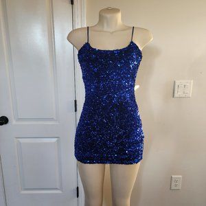 JULIETTE MINI SEQUIN DRESS - ROYAL BLUE